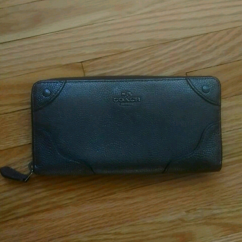 Coach Wallet Dark Metallic Pebbled Leather
